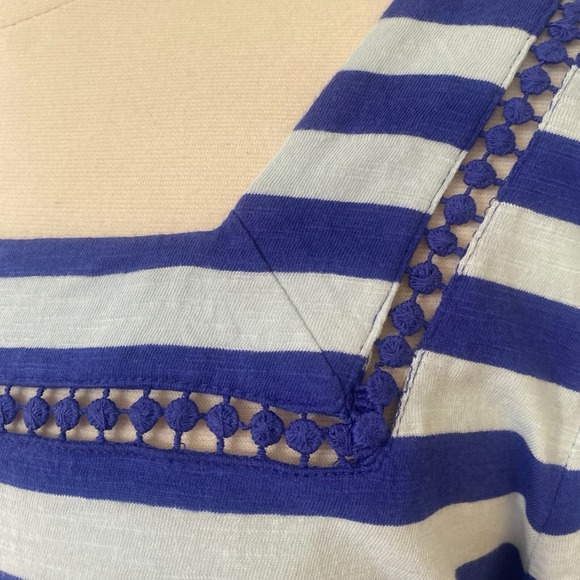 Style & Co Womens Size XXL Top Shirt Square Neck 3/4 Sleeve Blue Striped Tunic - Picture 2 of 7